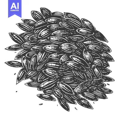 Premium design asset: A pile of sunflower seeds depicted in a hand drawn style