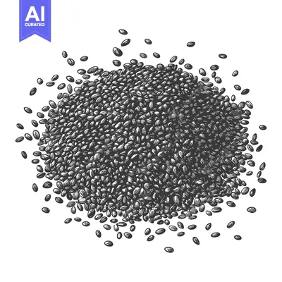 Popular premium asset: A large pile of black sesame seeds scattered
