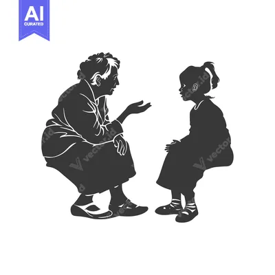 Aset premium populer: Grandmother and Granddaughter Talking