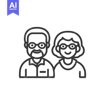 Aset premium populer: Illustration depicting a senior couple together with glasses smiling