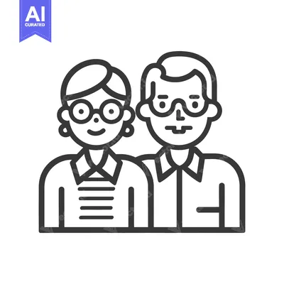 Aset premium populer: Graphic illustration featuring two people side by side wearing glasses
