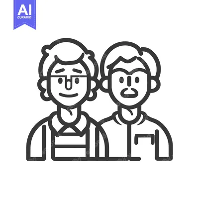 Aset premium populer: Illustration depicts two human figures standing next to each other