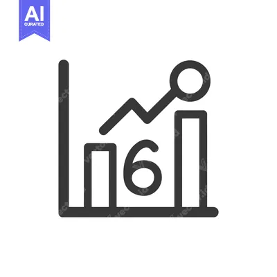Aset desain premium: Ascending Graph with Number Six: Business Growth Icon