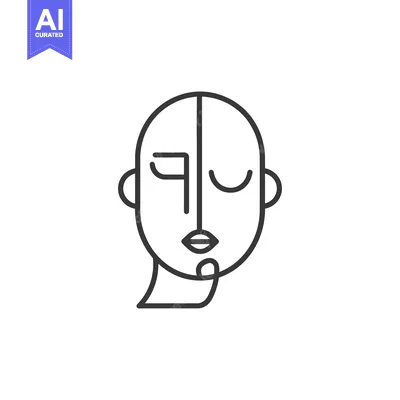 Aset desain premium: A minimalistic line art illustration of a stylized human face