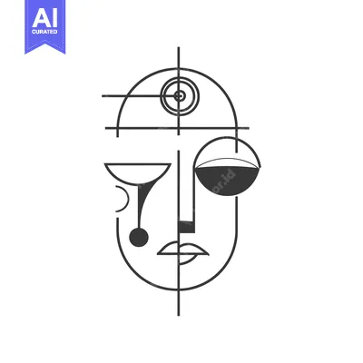 Aset premium populer: Geometric Line Art Depicting a Stylized Human Face Design