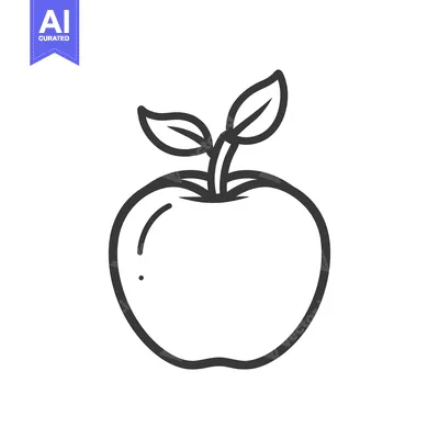 Popular premium asset: A simple black and white line drawing of an apple