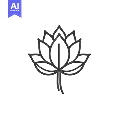 Aset premium populer: Detailed black and white line drawing of a stylized lotus flower