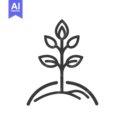 Aset premium populer: An abstract illustration of a plant sprouting from the earth