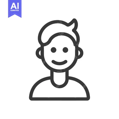 Popular premium asset: Simple line drawing depicting a smiling person with short hair