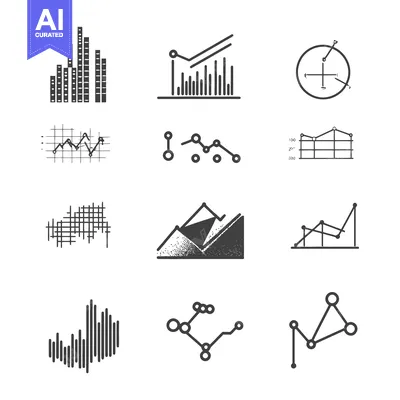 Various graphic charts and graphs showing data and statistical informa