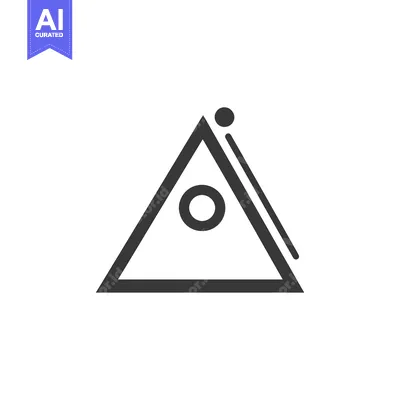 Aset desain premium: A geometric triangular figure featuring a central circular design