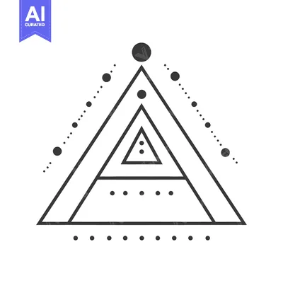 Aset desain premium: Geometric black triangles with surrounding dots on a white background
