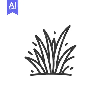 Premium design asset: Minimalist Grass Clump Icon in Black Outline on White Background