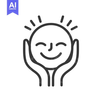 Popular premium asset: A smiling face held gently in two hands with radiating lines