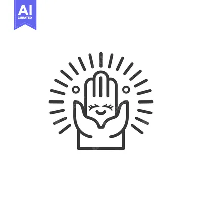 Aset desain premium: A smiling hand appears to be holding something radiant and bright