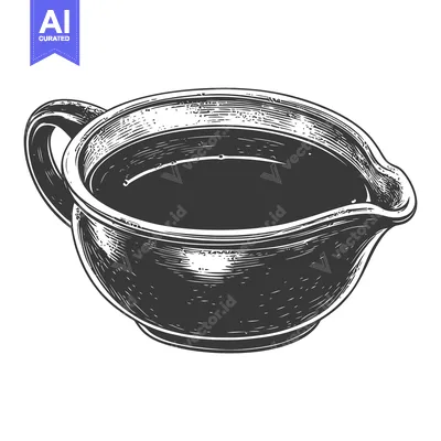 Aset premium populer: A Gravy Boat Filled With Dark Sauce Ready To Serve
