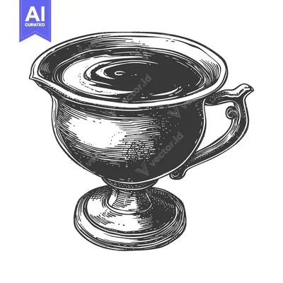 Aset desain premium: An Ornate Engraved Cup Filled With Dark Liquid