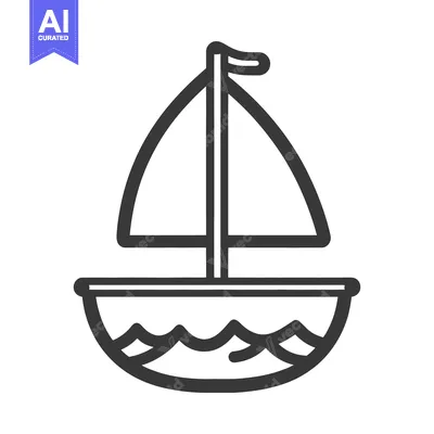 Popular premium asset: A simple illustration of a sailboat sailing on water with waves