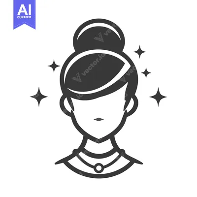 Aset desain premium: Stylized depiction of a woman with a formal hairstyle and necklace