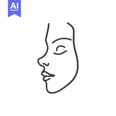 Aset premium populer: Simple black line drawing depicting a side view of a face