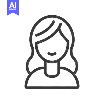Aset desain premium: A simple line drawing illustrating the front view of a woman