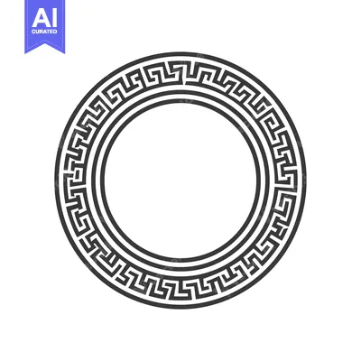 Aset desain premium: Greek Key Pattern Circular Frame