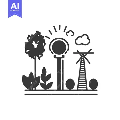 Aset premium populer: A depiction of renewable energy and nature elements in a scene