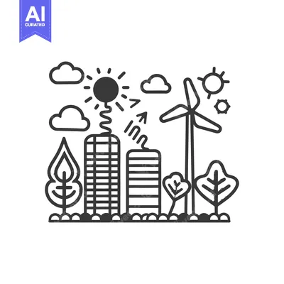 Aset desain premium: Graphic illustration showing sustainable green energy environment sour