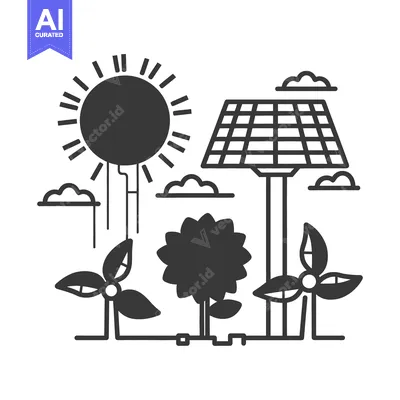 Aset premium populer: Renewable energy sources including solar and wind and nature