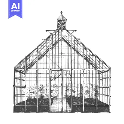 Aset desain premium: Elegant Victorian Greenhouse Architectural Drawing