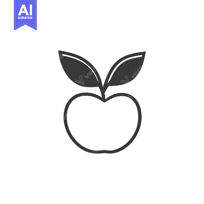 Aset desain premium: Simple black and white outline illustration of an apple fruit