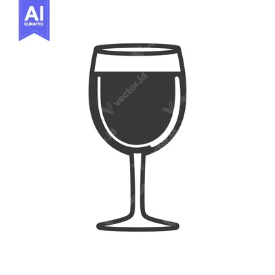 Popular premium asset: A simple and stylized black and white illustration of a wine glass