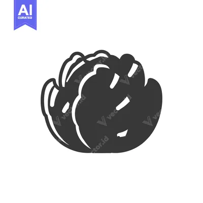 Aset premium populer: A simple monochrome illustration representing a leafy food vegetable