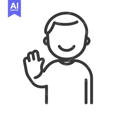 Popular premium asset: Simple smiling figure waving with open outstretched hand in greeting