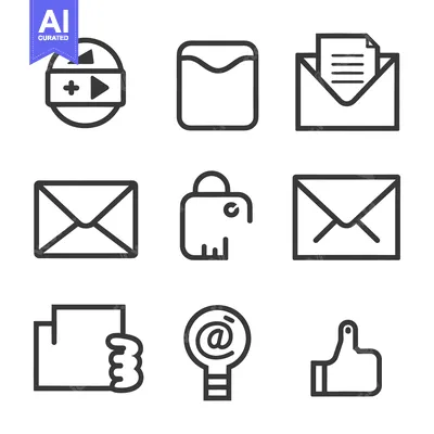 Aset premium populer: Nine different minimalistic outlined icons displaying several differen