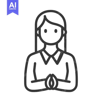 Aset desain premium: A simple illustration of a woman with hands clasped