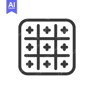 Aset desain premium: Tic-Tac-Toe Grid Icon: Classic Game with Plus Symbols, Minimalist Desi