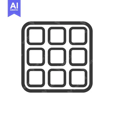 Premium design asset: Grid Icon: Nine Rounded Squares in a Structured Arrangement, Minimalis