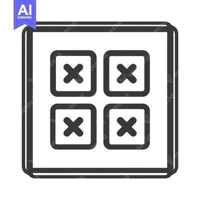 Aset desain premium: Grid of Rounded Squares with Crosses, Simple Black and White Icon