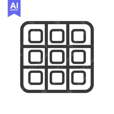 Aset desain premium: Grid Icon: Rounded Square Pattern in Bold Outline, Minimalist Design