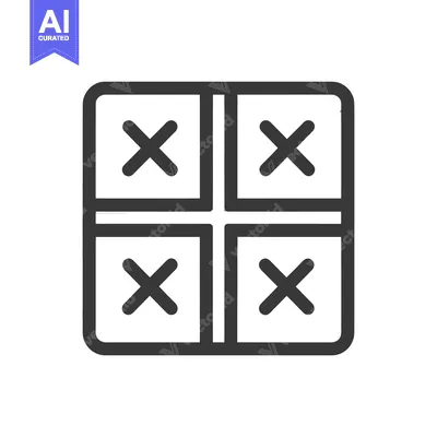 Aset desain premium: Minimalist Icon: Four Squares with Crosses, Rounded Corners, Dark Gray