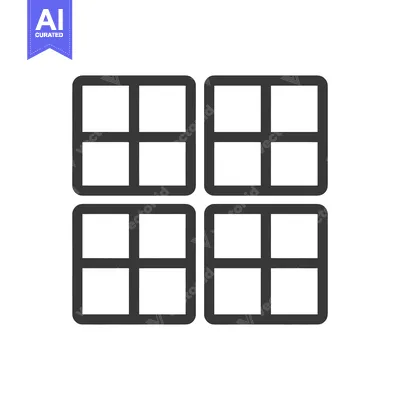 Aset desain premium: Four Squares Grid Icon, Bold Outline, Clean Design, White Background