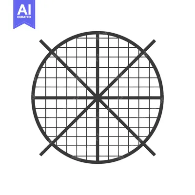 Geometric Grid: Circular Mesh with Diagonal Crosshairs, Minimalist Des
