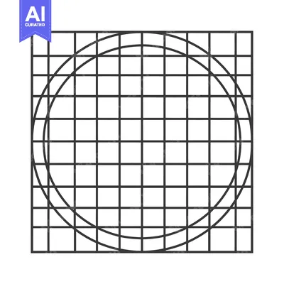 Popular premium asset: Geometric Harmony: Circle Intersecting Square Grid, Minimalist Design