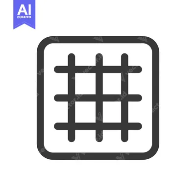 Aset desain premium: Minimalist Grid Icon: Rounded Square with Three by Three Lines