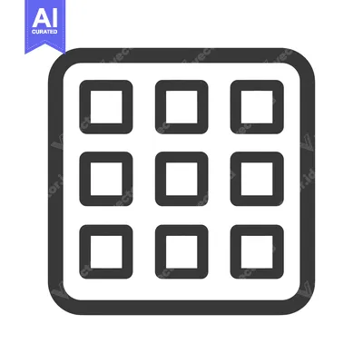 Grid Icon: Nine Rounded Squares in a Matrix Pattern