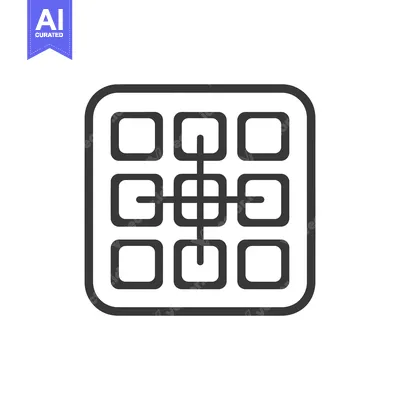 Grid Icon with Rounded Square and Connecting Lines, Minimalist Design