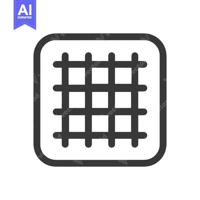 Aset premium populer: Minimalist Grid Icon: Rounded Square with Intersecting Lines, Simple D