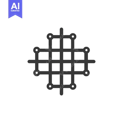Aset desain premium: Abstract Grid Icon with Rounded Terminals on White Background