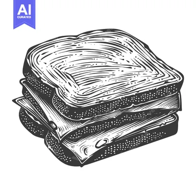 Popular premium asset: A Delicious Sandwich Illustrated In Black And White